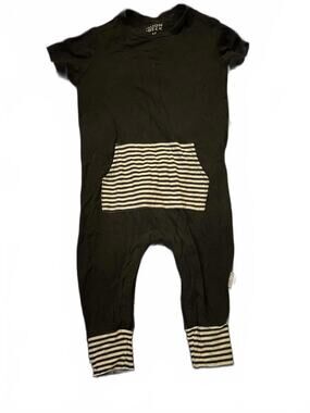 Moon + Beck Toddler Bamboo Romper 1-2Y Black Pocket One Piece Jumpsuit EUC